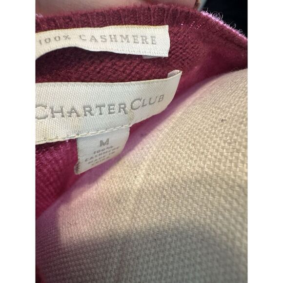 Charter Club 100% Cashmere Sweater Tee - Bright Pink - Size Medium Cozy Soft - Picture 4 of 4